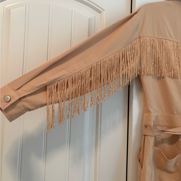 Light Tan Button Front Utility Romper - Picture 3 of 6